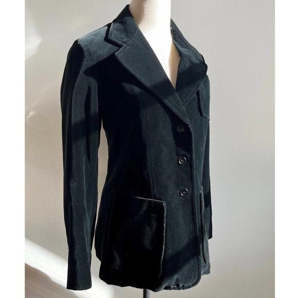 Vintage Jackets & Blazers - Vintage 70s Velvet Blazer | Black Double Breasted Tailored Smoking Jacket | S